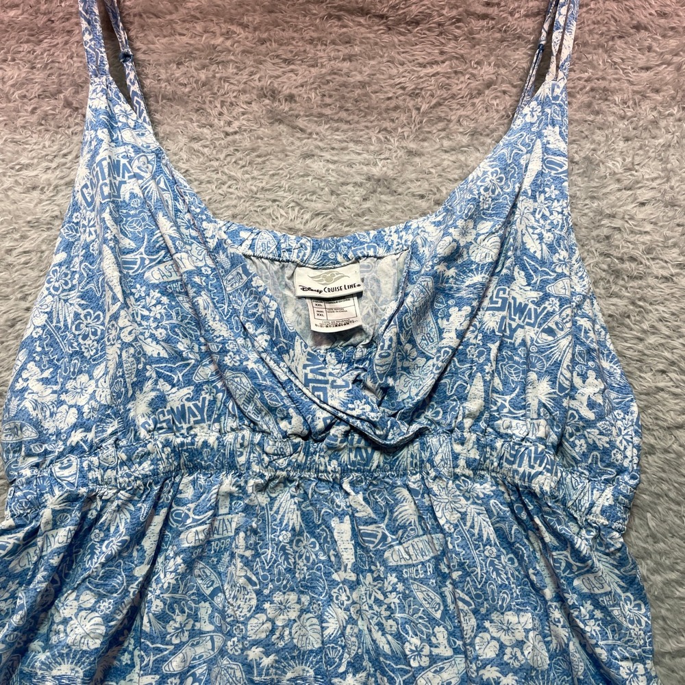 Disney Cruise Line Castaway Cay Blue White Tropical Floral Sundress XXL Womens
